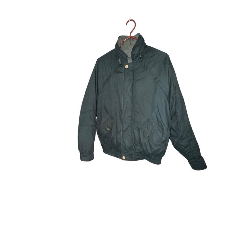 VTG Towne by London Fog Lined Bomber Jacket Green Men’s Medium M Retro 80s 90s